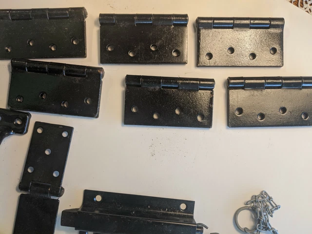 "1900" NOS Double BARN DOOR HARDWARE set, w/HINGES, Latches & LOCKING slide PINS 5