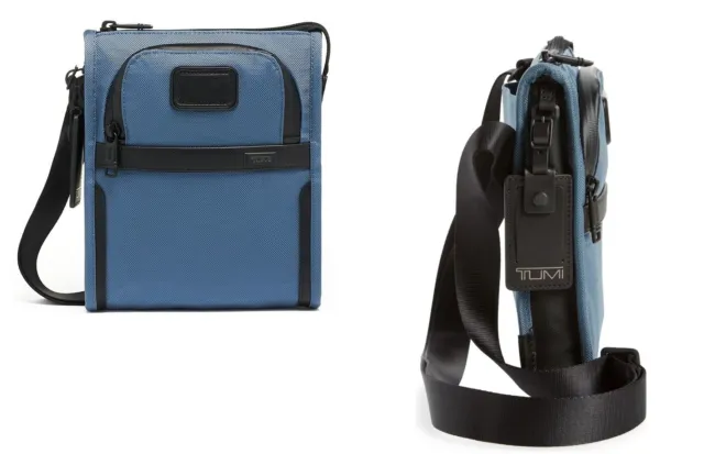 TUMI Alpha 3 Small Pocket Bag in Storm Blue FXT Ballistic Nylon+leather, NWOT