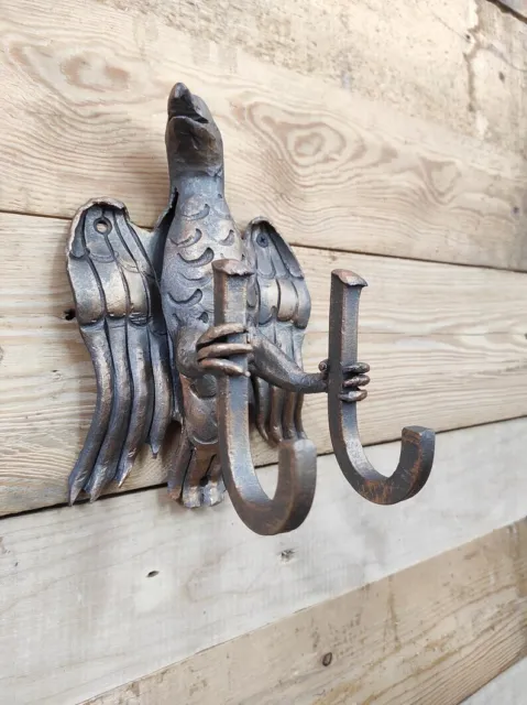 Double wall Hook, strong forged hook, metal clothes hook Eagle, handmade 3