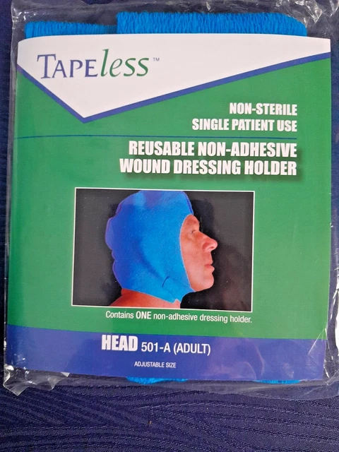 Tapeless Reusable Non-Adhesive Adjustable Adult Head Wound Dressing Holder 501-A