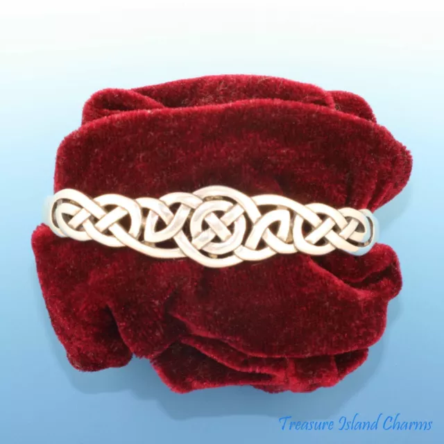 Celtic Endless Knot Heavy 925 Solid Sterling Silver Cuff Bracelet 20.5 Grams
