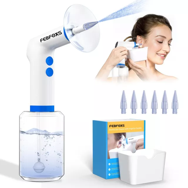 Febfoxs Ear Wax Removal, Ear Cleaning Kit,4 Cleaning Modes, One-Touch Start Wate