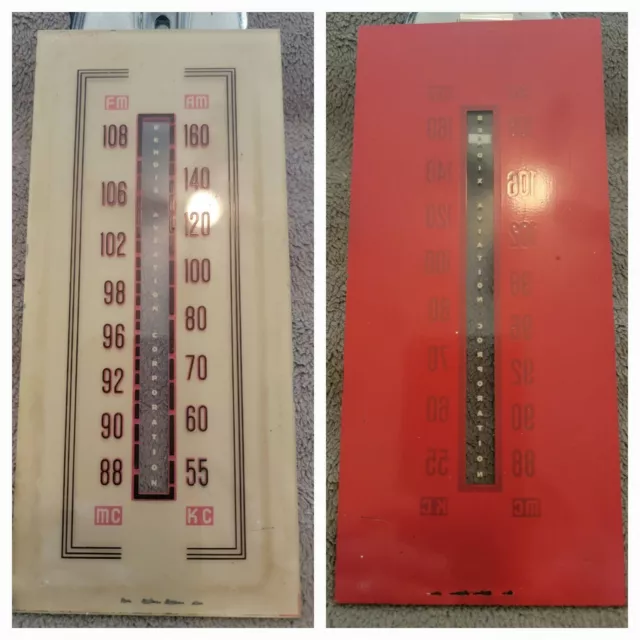 Antique BENDIX AVIATION CORPORATION Glass Radio Dial Cover Art Deco RED & TAN Antique BENDIX AVIATION CORPORATION Glass Radio Dial Cover Art Deco RED & TAN