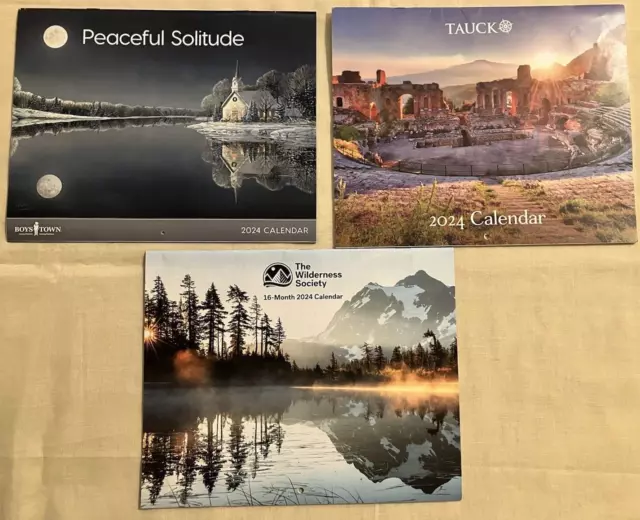 PEACEFUL SOLITUDE, THE Wilderness, Tauck 2024 Wall Calendars, Lot Of 3