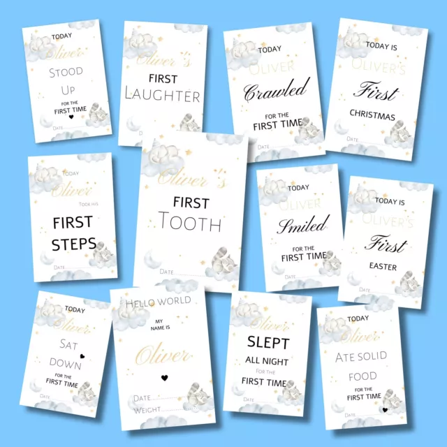 Baby boy Personalised Milestone Cards 1st year gift