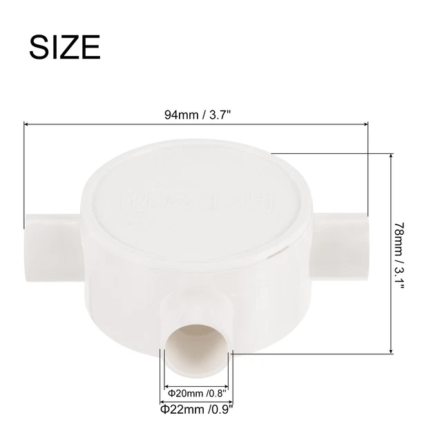 PVC CONDUIT BOX Junction Box T-Shaped Round Wire Box 20 mm Waterproof ...