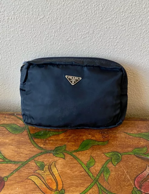 PRADA Mini BLACK Tessuto NYLON Pouch Cosmetic Case Clutch #42  Authentic! EUC!