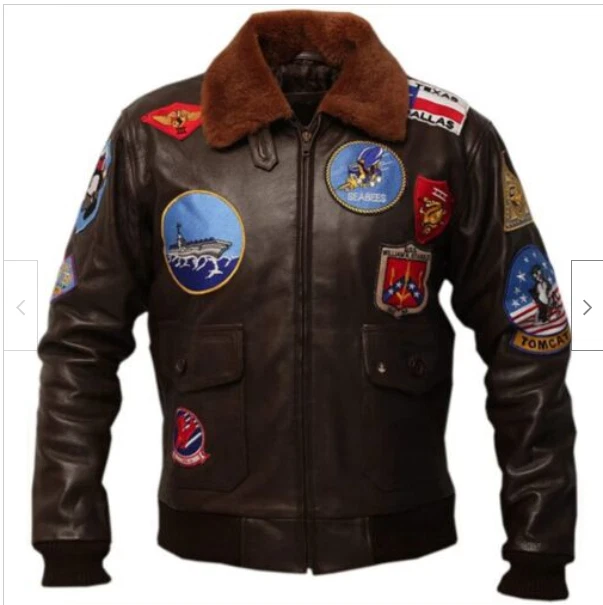 Giacca in pelle Top Gun Maverick di Tom Cruise realizzata a mano con toppe / Capispalla in stile pilota vintage - Italia