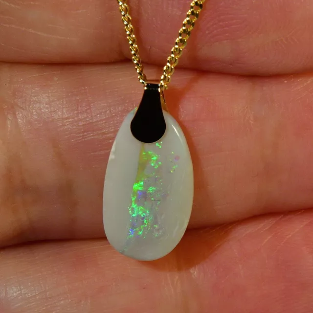 3.32 carat Solid Australian Lightning Ridge Opal 18K Gold Pendant (17035)