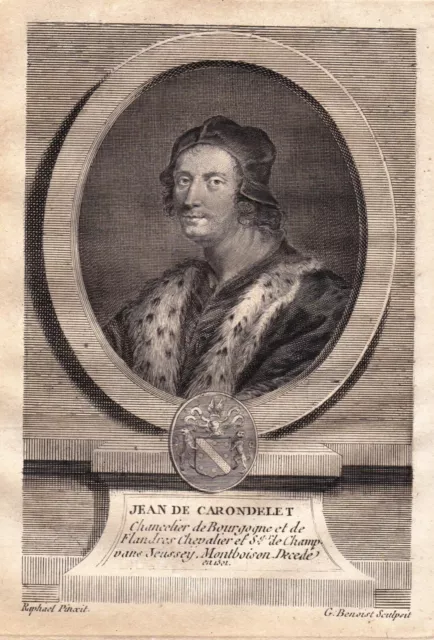 Portrait XVIIIe Jean De Carondelet Chancelier Bourgogne Archevêque Palerme