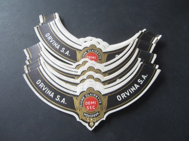 Wholesale Lot of 100 Old Vintage - ORVINA S.A. - Cidre Clairette - NECK LABELS