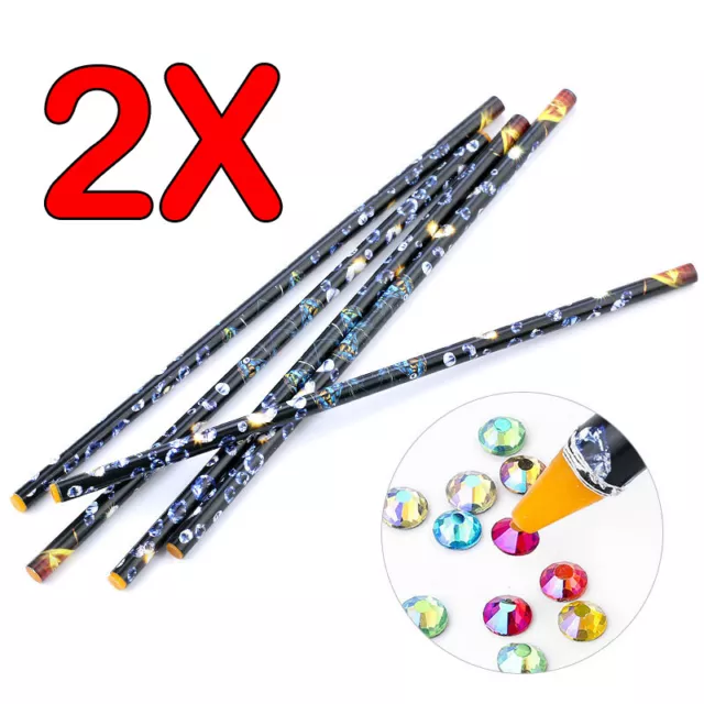 2x Resin Rhinestone Picker Wax Pencil Gem Jewel Bead Nail Art Tool