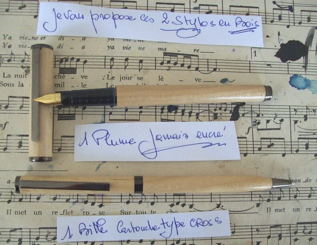 Lot De 2 Stylos Plume Calligraphie 6 Plumes Et 1 Stylo Plaqué Or 22