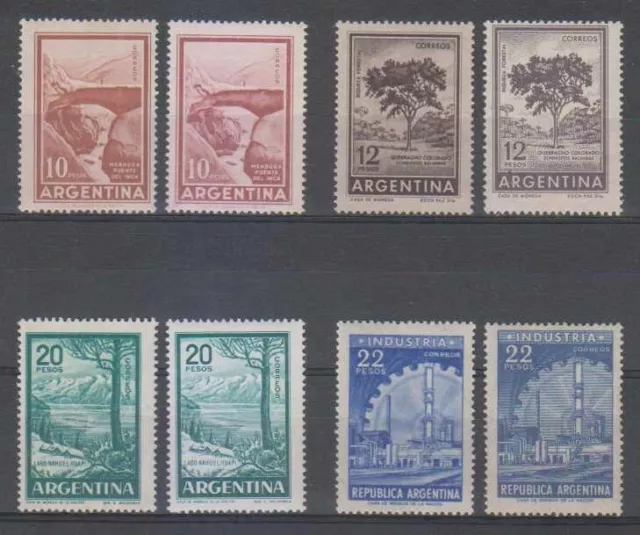 ARGENTINA 1959-64 Sc 696-700 & Unlisted GJ #1142A EIGHT STAMPS MNH VF CV$75.80