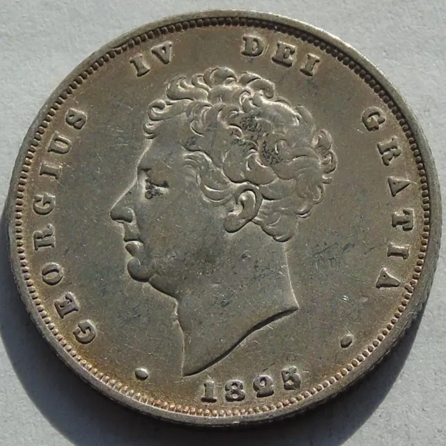 1825 King George IV Silver Shilling, Lion on Crown, Nice Detail & Lustre, S3812.