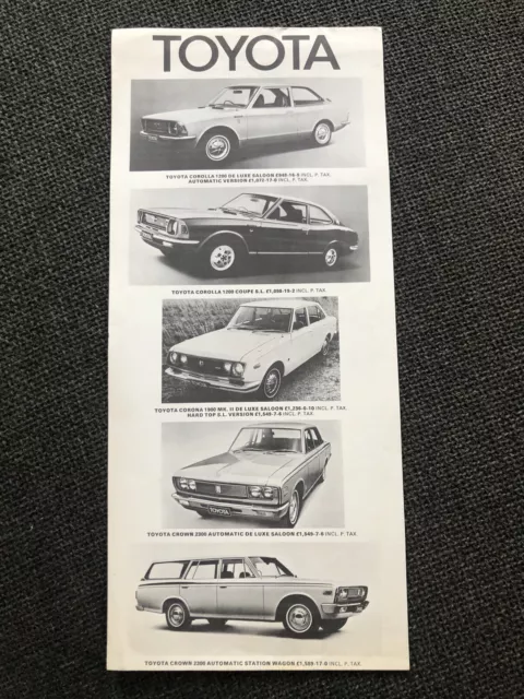Vintage Toyota 1970/71 Sales Brochure Leaflet - Corolla Corona Mk II Crown