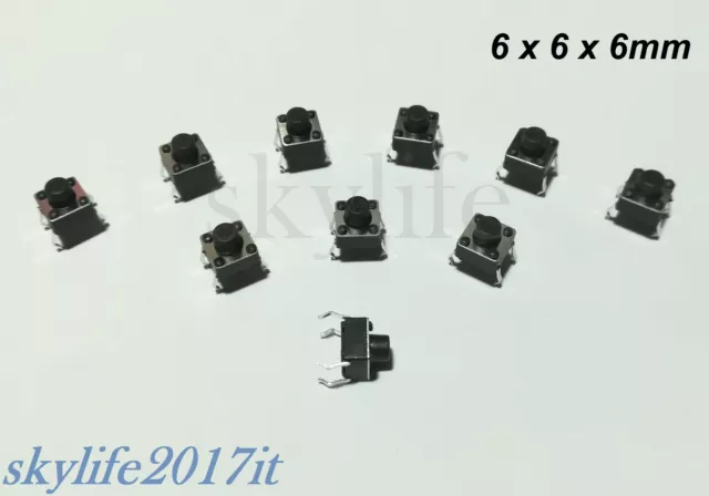 10pz Mini Micro PULSANTE 6X6X6mm INTERRUTTORE SWITCH TATTILE 4 PIN Arduino