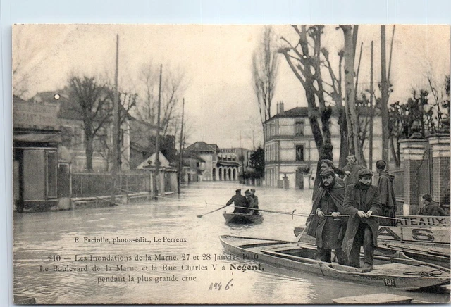 94 NOGENT SUR MARNE - crue de 1910, le bld de la marne