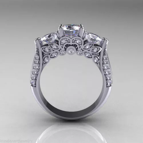 3.33 ct White Round Diamond Sterling Silver Lab Created Best Ring Fine Jewelry 3