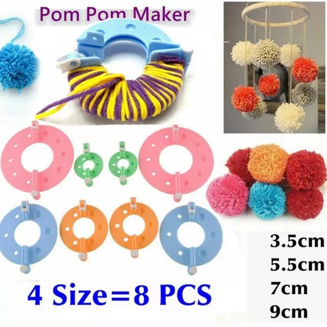 4Size Pom pom Pompom Maker Kit Fluff Ball Weaver Knitting Needle DIY Tool Bobble