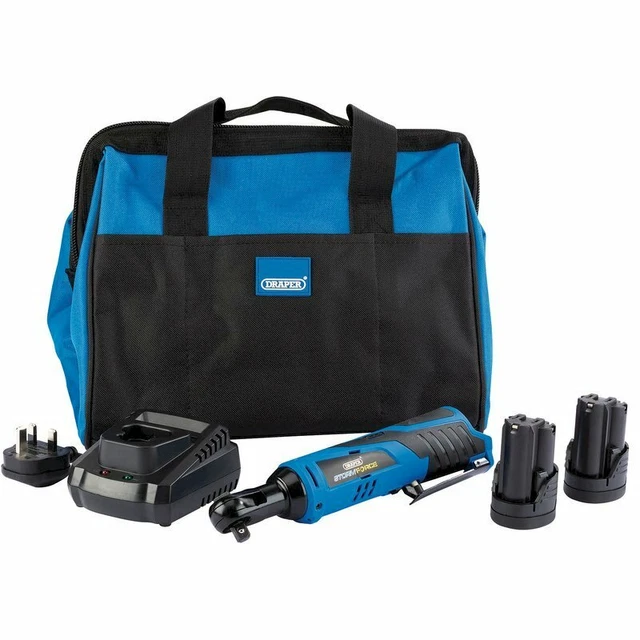 Draper 99716 Storm Force 10.8V Revers. Ratchet Kit +2x 1.5Ah Batt Charger & Bag