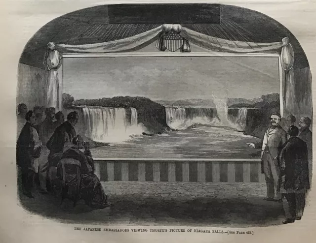 Japanese Ambassadors View Thorpe’s Niagara Falls. Harper’s 1860.