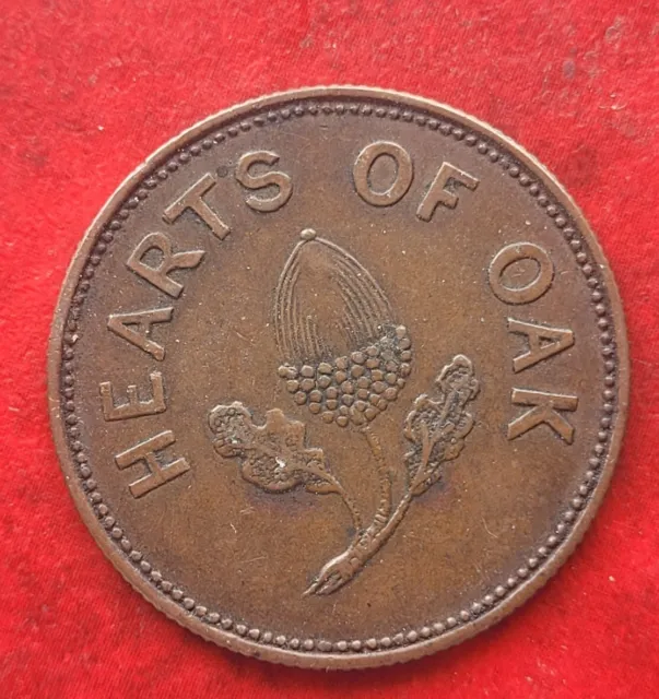 Hearts Of Oak Benefit Society Twopence Token  Coin Bronze est 1845