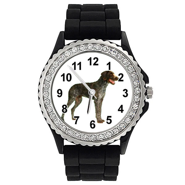 Orologio da polso Tedesco Puntatore Filo Cane Zirconia Donna Cinturino in Silicone Quarzo SG267P