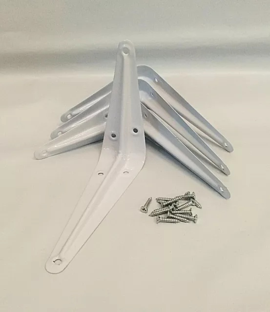 New 4pcs White Metal 5" X 6" inch Wall Corner Angle Shelving Shelf Brackets