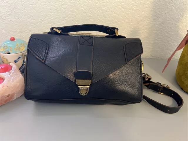 Madewell Love-lock Mini Crossbody-Top Handle BLACK LEATHER handbag PURSE