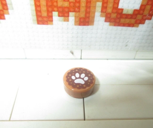 LEGO 1X Tile 1x1 Round Animal Paw Print Dark Brown Pattern