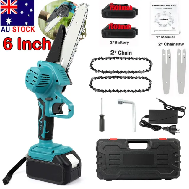 6" Chainsaw Cordless Rechargeable Wood Cutter Saw Chain Saws Electric for Makita