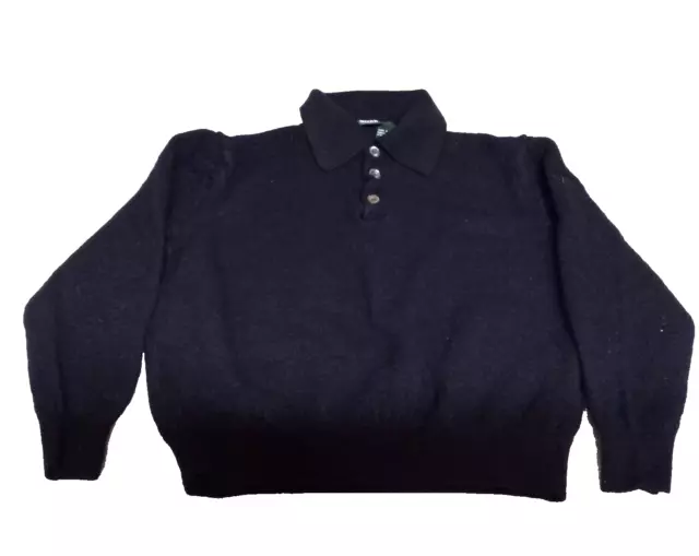 HUGO BOSS Sweater Top Women's Small Virgin Wool Black Collar Heavy Wool