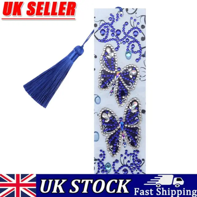 DIY Butterfly Special Shaped Diamond Painting Leather Tassel Bookmark Stationery