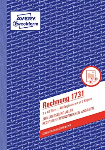 1x Zweckform Rechnung 1731 A5 selbstdurchschreibend 3x 40 Blatt Formularbuch