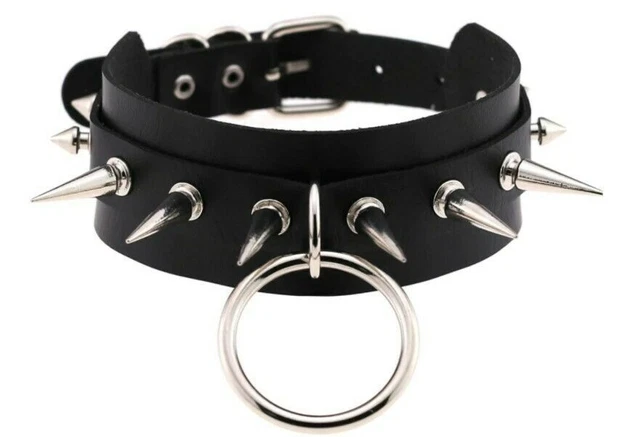 Collier BDSM En Cuir Noir Avec Anneau Métal - Tour De Cou - Style Fetish - Neuf