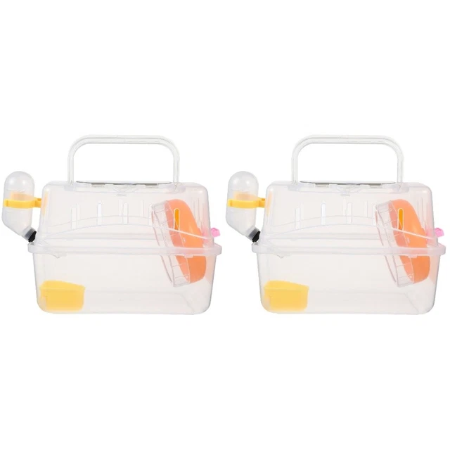 2 Pack Hedgehog Cage Outgoing Acrylic Travel Clear Tub Small Animal Carry Case