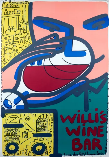 François Boirond. Affiche ancienne originale.  Willi's wine bar