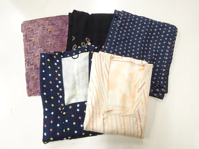 45338# Japanese Kimono / Antique Haori & Coat / Set Of 5 / Shibori