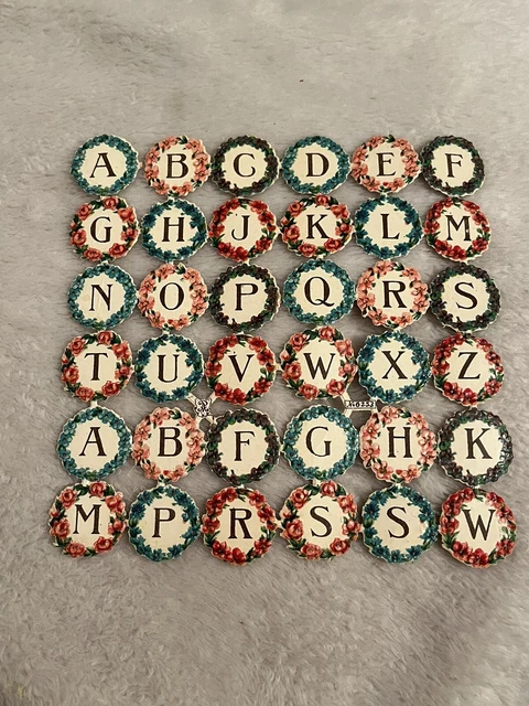 Antique Victorian Lot Rare Die Cut Paper Scrap Alphabet Letters Flower Wreaths
