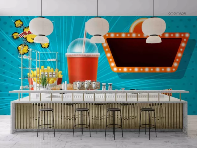 3D French Fries Soda Wallpaper Wall Mural Removable Self-adhesive 117 2