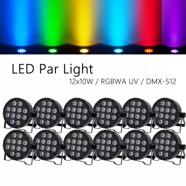 12x 120W RGBWA UV LED Par Stage Lighting DMX DJ PAR64 Washer Club Par Can Lights