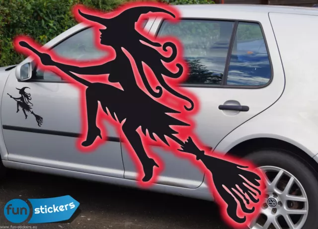 Halloween Hexe Auto Aufkleber Fun Sticker Tuning freie Farbwahl diverse Größen