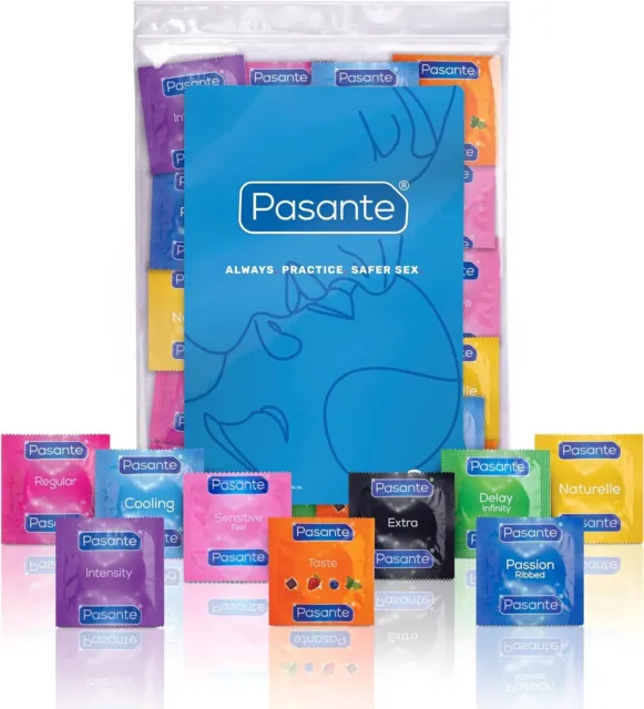 50 Pack Condoms Variety The Mixed Pack Contains: Flavoured, Ribbed, Thin, Extra