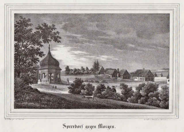 Ebersbach b. Löbau Spreedorf Original Lithografie Renner & Ketzschau 1855