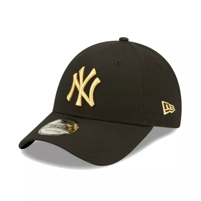 New Era Cap Men's MLB NY Yankees Team Basic Black & Metallic Gold 9FORTY Hat