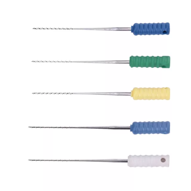 Aiguilles endodontiques 21/25 mm barbelées dentaires 20-60# acier inoxydable 1 paquet 2