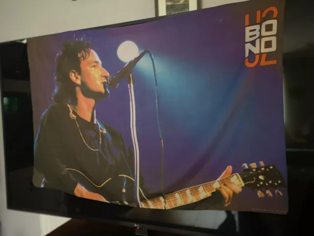 Rare U2 Bono Flag Zoo TV Tour One Photo Vintage 90's Collectable 29x 43.5 inches