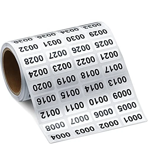 Consecutive Number Label Stickers Waterproof Inventory Number Stickers for In...