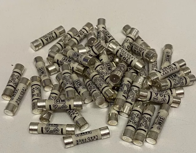 25 x SMJ 10A Amp Domestic Fuses Plug Top Household Mains Fuse Cartridge